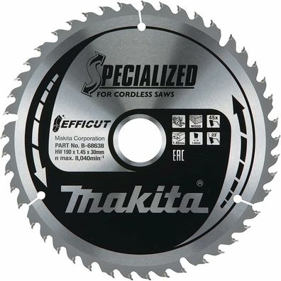 makita B-68638 Efficut Kreissägeblatt 190,0 mm, 45 Zähne