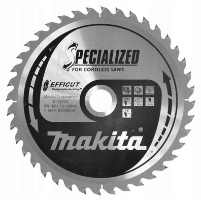 Kreissägeblatt Efficut E-12223, Ø 165mm, 40Z (Bohrung 20mm, für Akku-Sägen)