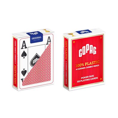 Poker und Bridge - rot - Plastik - 100% Plastik Poker Jumbo Index - rot