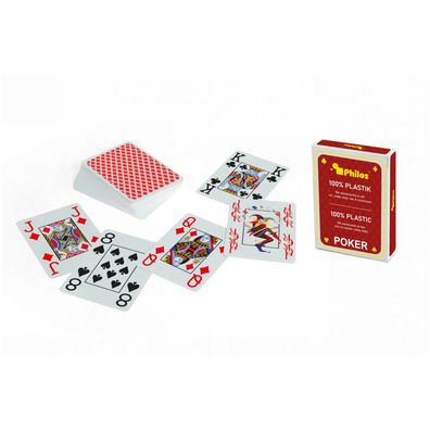Pokerkarten - rot - Plastik