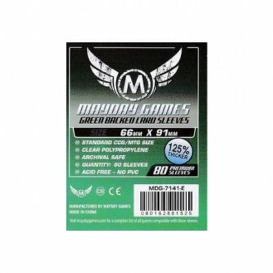 Premium GREEN Backed Sleeves (80 Stück) 66x91mm - 7141-E - Kartenhüllen
