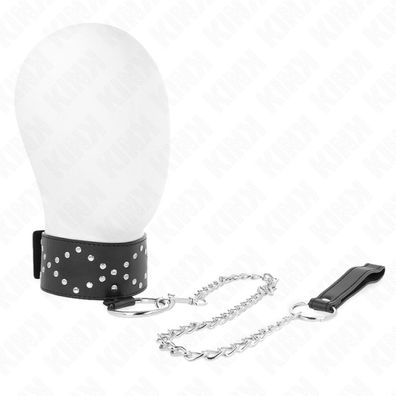 Halskette 65 Cm Mit Leine Mit Silber Nieten Modell 3 Einstellbar 36-43 Cm X 5 Cm