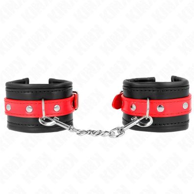 Kink - Handgelenkfesseln Schwarz mit rotem Gürtel Verstellbar 17-28 Cm X 6 Cm