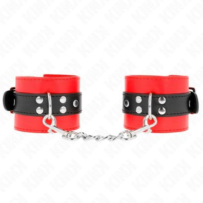 Kink - Handgelenkfesseln Rot Mit Schwarzem Gürtel Einstellbar 17-28 Cm X 6 Cm
