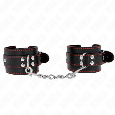 Kink - Handgelenkfesseln Schwarz mit rotem Futter Verstellbar 20-28 Cm X 5.5 Cm