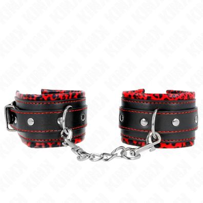 Pelz gefüttert Handgelenk Fesseln Rot / Schwarz Einstellbar 17-29 Cm X 6 Cm