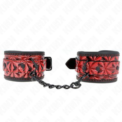 Kink - Diamond Pattern Wrist Restraints Dunkelrot Einstellbar 17-26 Cm X 5.5 Cm