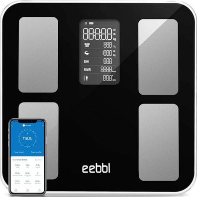 Digital Personenwaage Körperfettwaage Bluetooth Körperanalysewaage 16 Funktionen