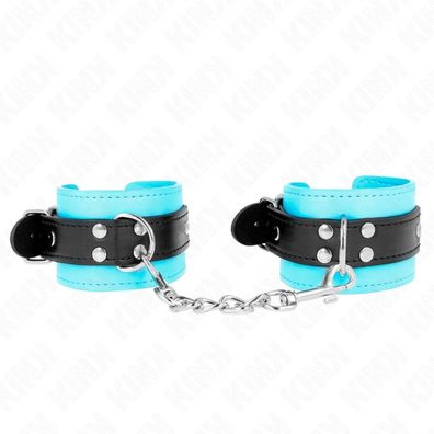 Kink - Hook Wrist Restraints Blau Fell gefüttert Einstellbar 20-28 Cm X 5.5 Cm