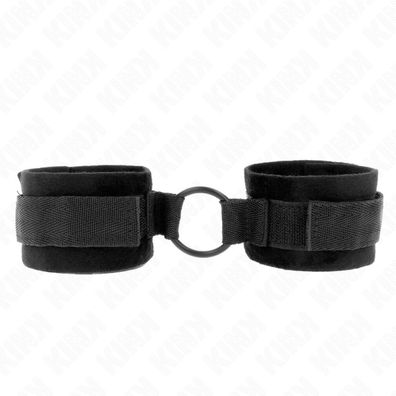 Anfänger Pelz Handschellen 25 Cm mit O-Ring 4 Cm Schwarz Einstellbar 15-25 Cm