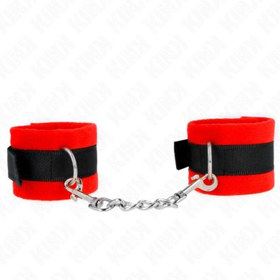 Kink - Anfänger Pelz Handschellen Schwarz-Rot 30 X 7 Cm