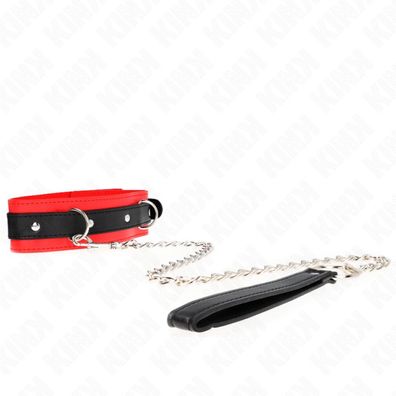 Kink - Basic Model Halsband mit Leine 65 Cm Modell 3 Rot 53 X 5 Cm