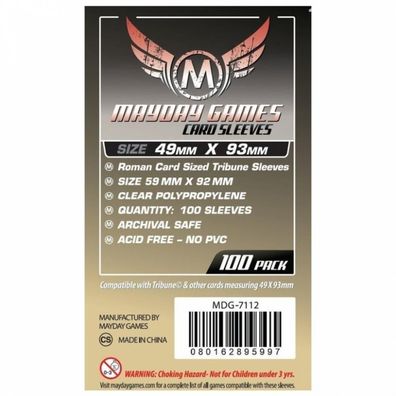Roman Card Sized Sleeves (100 Stück) 49x93mm - 7112 - Kartenhüllen