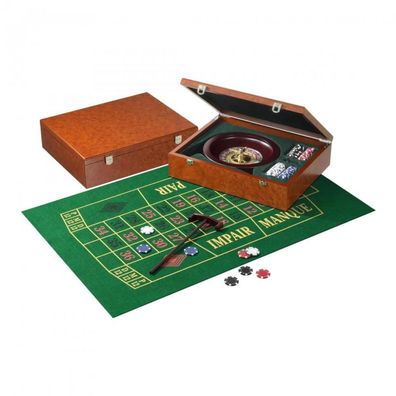 Roulette Set - Holzkassette - Wurzelholzdesign - 25cm
