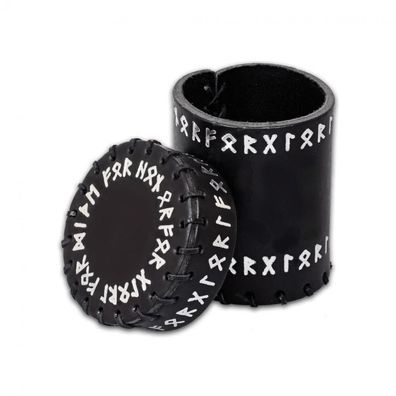 Runic Würfelbecher aus Leder - schwarz