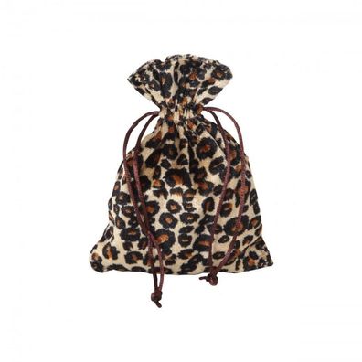 Säckchen - Beutel - Leoparden-Design - mit Kordel - ca. 120x165 mm - lang - schwarz