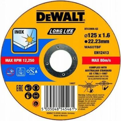 DEWALT Trennscheibe 125x1,6x22,23 mm Inox