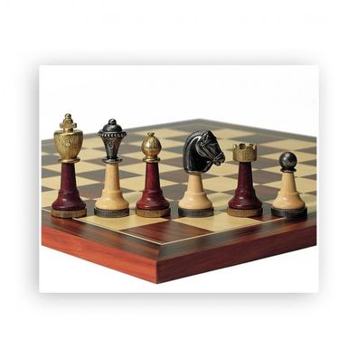 Schachfiguren - Holz und Metall - Staunton - Königshöhe 75mm