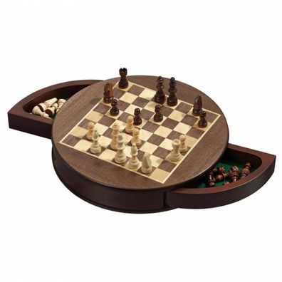 Schachspiel - Schachkassette - Rund - magnetisch - Breite ca. 31 cm
