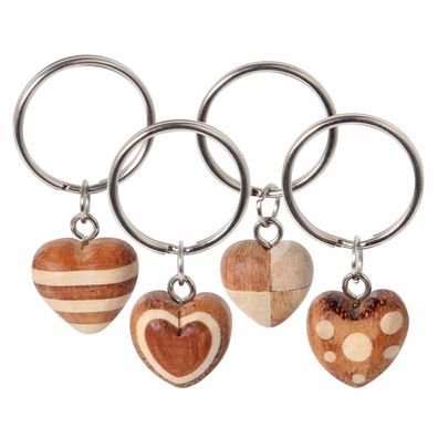 Schlüsselanhänger Mini-Holz-Herz - sortiert