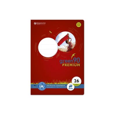 Staufen® Schulheft green Lineatur 26 kariert DIN A4 Außenrand, 32 Blatt