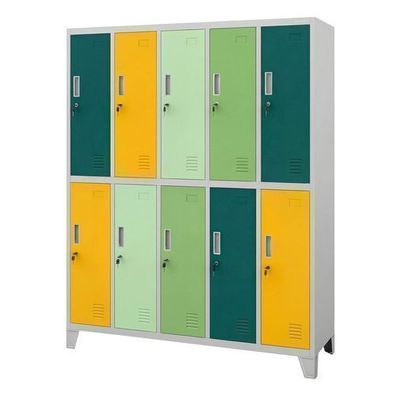 10-türiger Arbeitsschutz-Kleiderschrank in Grau: BARTEK 1360 x 1720 x 450 mm