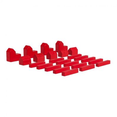 Siedler Set - rot - Spielsteine - Stadt - Siedlung - Strasse