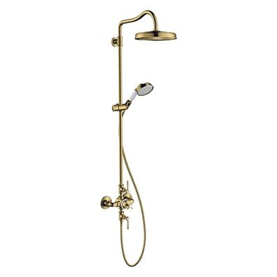 AXOR Montreux Showerpipe mit Thermostat und Kopfbrause 240 1jet, Polished Gold Optic
