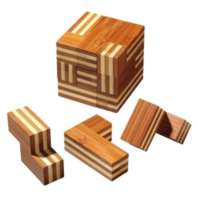 Somawürfel - Bambus - 7 Puzzleteile - Denkspiel - Knobelspiel - Geduldspiel