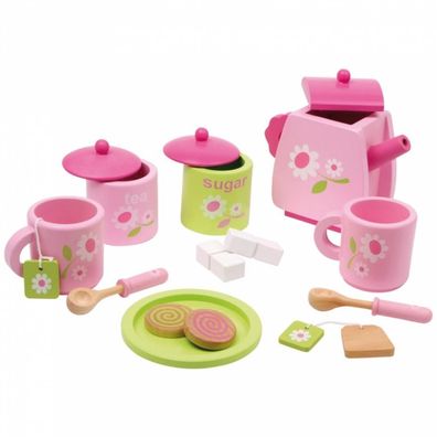 Teeservice - Blümchen - rosa-grün