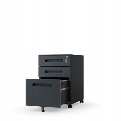 Rollcontainer Schreibtischschrank Rollkommode Bürocontainer Anthrazit 39 x 60 x 50 cm