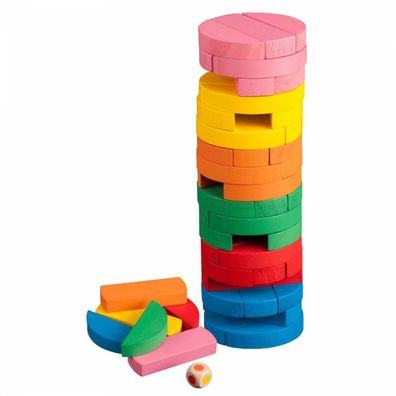 Verflixter Turm - Wackelturm - rund - bunt - 23cm hoch