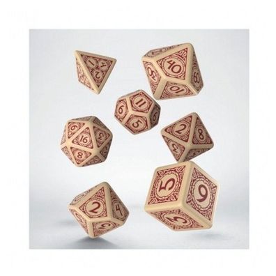 Viking Beige & Burgundy Dice Set (7)