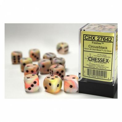 Würfel - 16mm - Festive Circus/black (Würfelset 12 x W6)