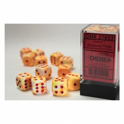 Würfel - 16mm - Festive Sunburst/red (Würfelset 12 x W6)