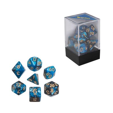 Würfel - oblivion - blau - 7er Set in Acrylbox