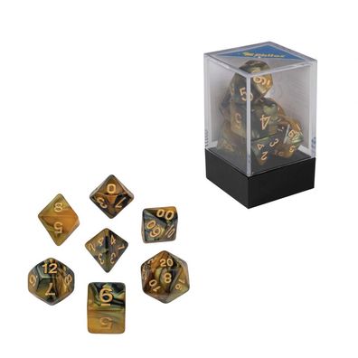 Würfel - oblivion - gelb - 7er Set in Acrylbox
