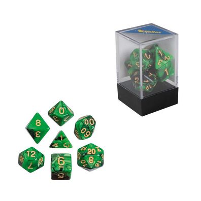 Würfel - oblivion - grün - 7er Set in Acrylbox