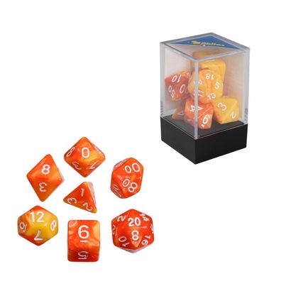 Würfel - oblivion - orange - 7er Set in Acrylbox