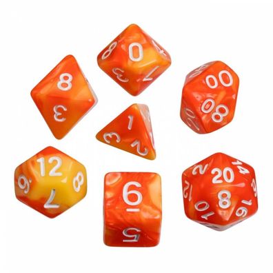 Würfel - oblivion - orange - 7er Beutel - mehrseitig