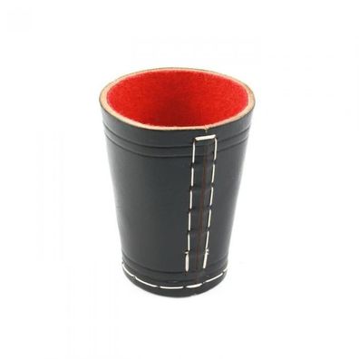 Würfelbecher aus Leder - ca. 8,5 cm x 6,5 cm - schwarz