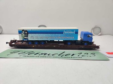 Märklin H0 AC 4740 Niederflurwagen "Rollende Landstr." / Saadkms 690 / DB / LKW