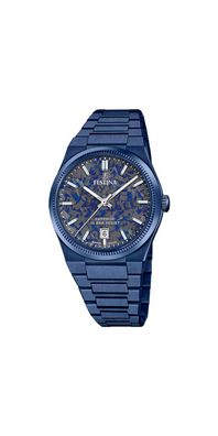 Festina SWISS MADE HERREN UHR NUEVA I-SIZE F20078/2 BLAU Edelstahl Armband