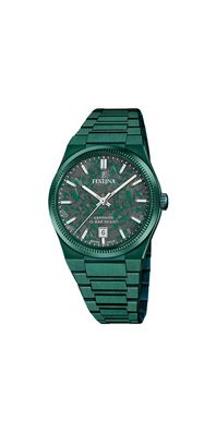 Festina SWISS MADE HERREN UHR NUEVA I-SIZE F20079/2 GRÜN Edelstahl Armband