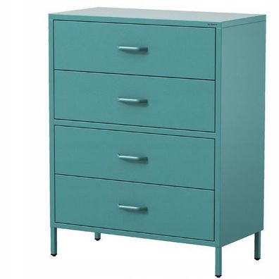 Kommode mit 4 Schubladen Carla Kommodenschrank Metall, 80 x 101,5 x 40 cm, Seegrün