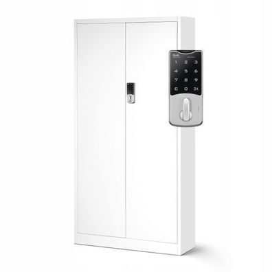 Aktenschrank Metallschrank mit Zahlenschloss Büroschrank 185x90x40 cm Weiß
