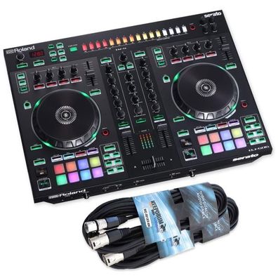 Roland DJ Controller DJ-505 2-Kanal DJ-Pult mit XLR Kabeln