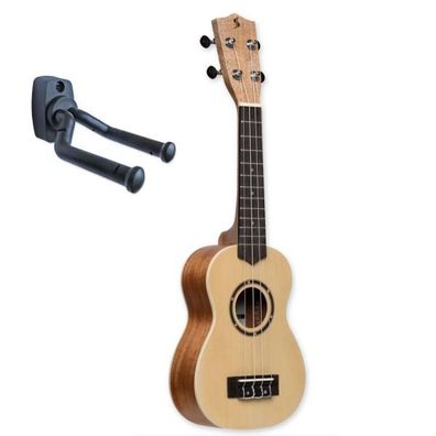 Stagg Ukulele US-30 Sopran-Ukulele mit Tasche und Wandhalter