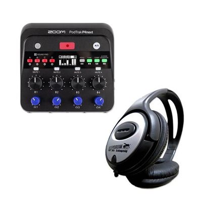 Zoom Audio-Recorder PodTrak P4next 4-Spur Podcast-Mixer mit Kopfhörer