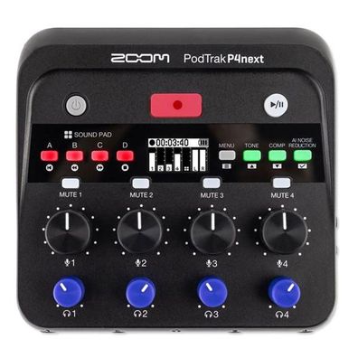 Zoom Audio-Recorder PodTrak P4next 4-Spur Podcast-Mixer